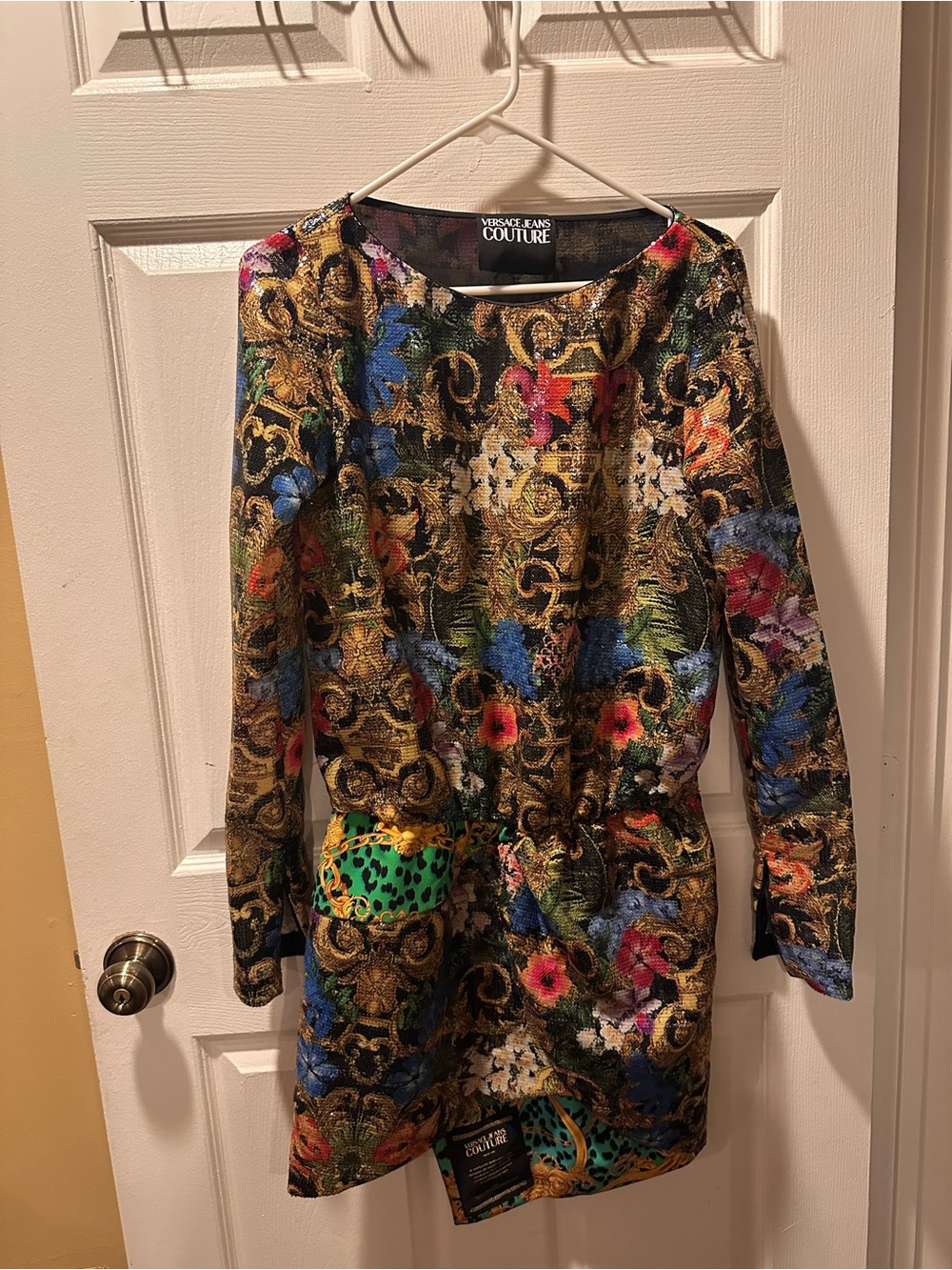 Versace Jeans Couture Women's Long Sleeve Floral Baroque Dress - Multicolor